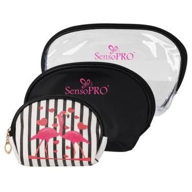 Portfard Travel Transparent & Black - SensoPRO Flamingo - set 3 buc