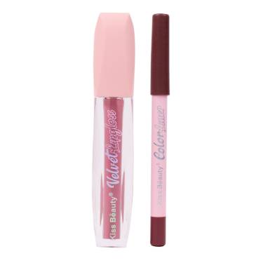 Set 2 in 1 Lip Gloss & Color Liner Kiss Beauty #02